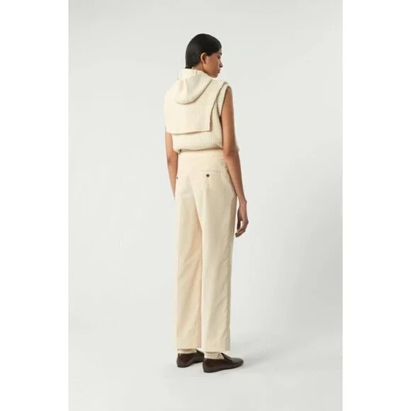 Soeur Otto Trousers Ivory Corduroy Straight Leg Pants 100% Cotton